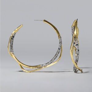 ALEXIS BITTAR Intertwined Two-Tone Pave Hoop Earrings - Gold